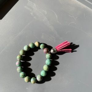 Beaded bracelet/green/blue